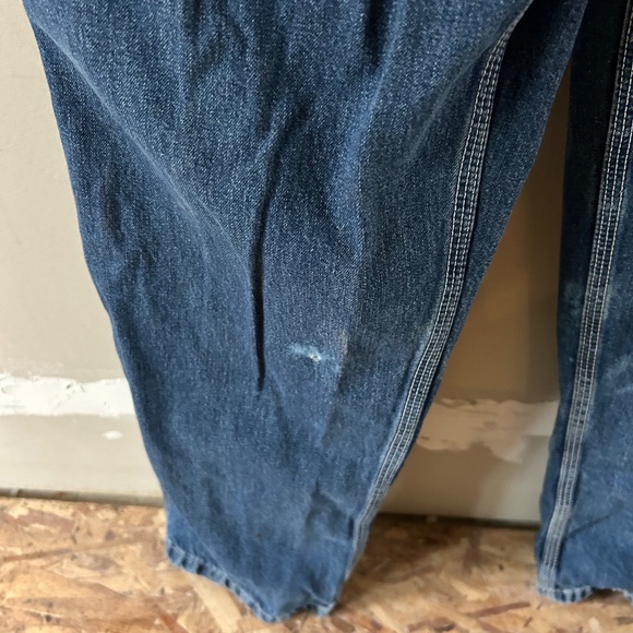 Women's Vintage IKEDA Medium Blue Denim Overalls w/Distressing & Wear - Picture 9 of 11